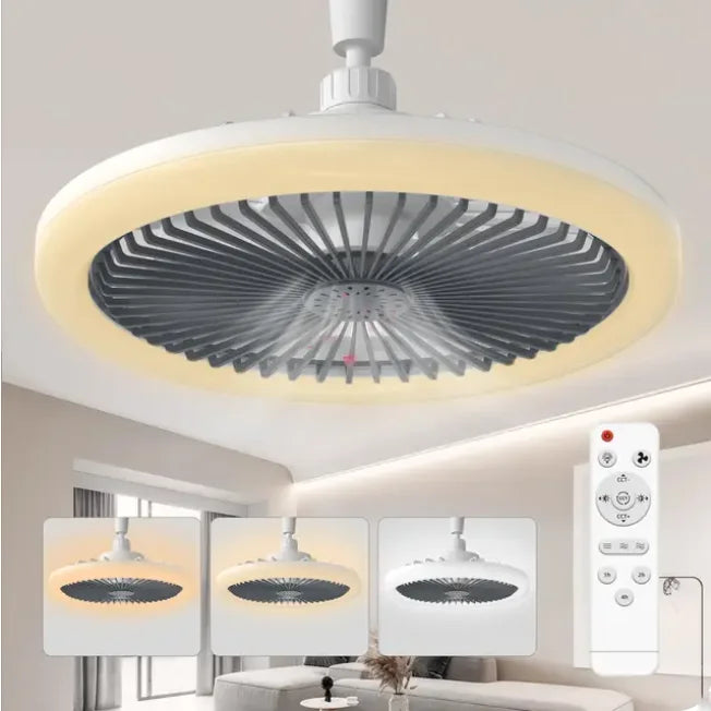 Modern Small Ceiling Fan Light E27 LED D25Cm Smart Remote Control Bedroom Fans Lamp Study Kitchen Home Decoration