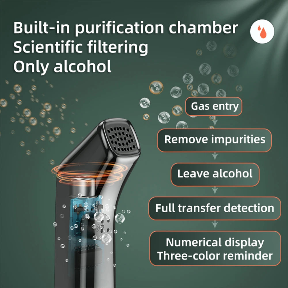 Alcohol Tester High Precision Breathalyzer Alcometer USB Rechargeable Non-Contact LCD Display Digital Portable Alcohol Detector