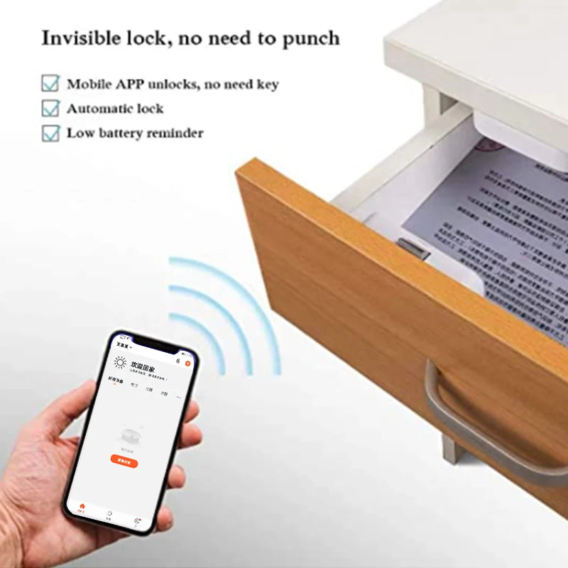 Tuya Drawer Lock Bluetooth Smart Lock Smart Home Security-Protection APP Wireless Keyless Unblanking Cabinet Privacy