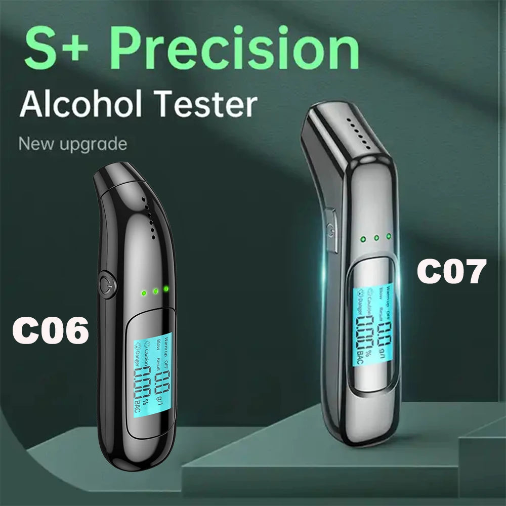 Alcohol Tester High Precision Breathalyzer Alcometer USB Rechargeable Non-Contact LCD Display Digital Portable Alcohol Detector