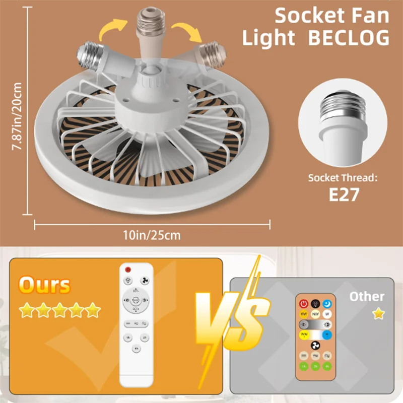 Modern Small Ceiling Fan Light E27 LED D25Cm Smart Remote Control Bedroom Fans Lamp Study Kitchen Home Decoration