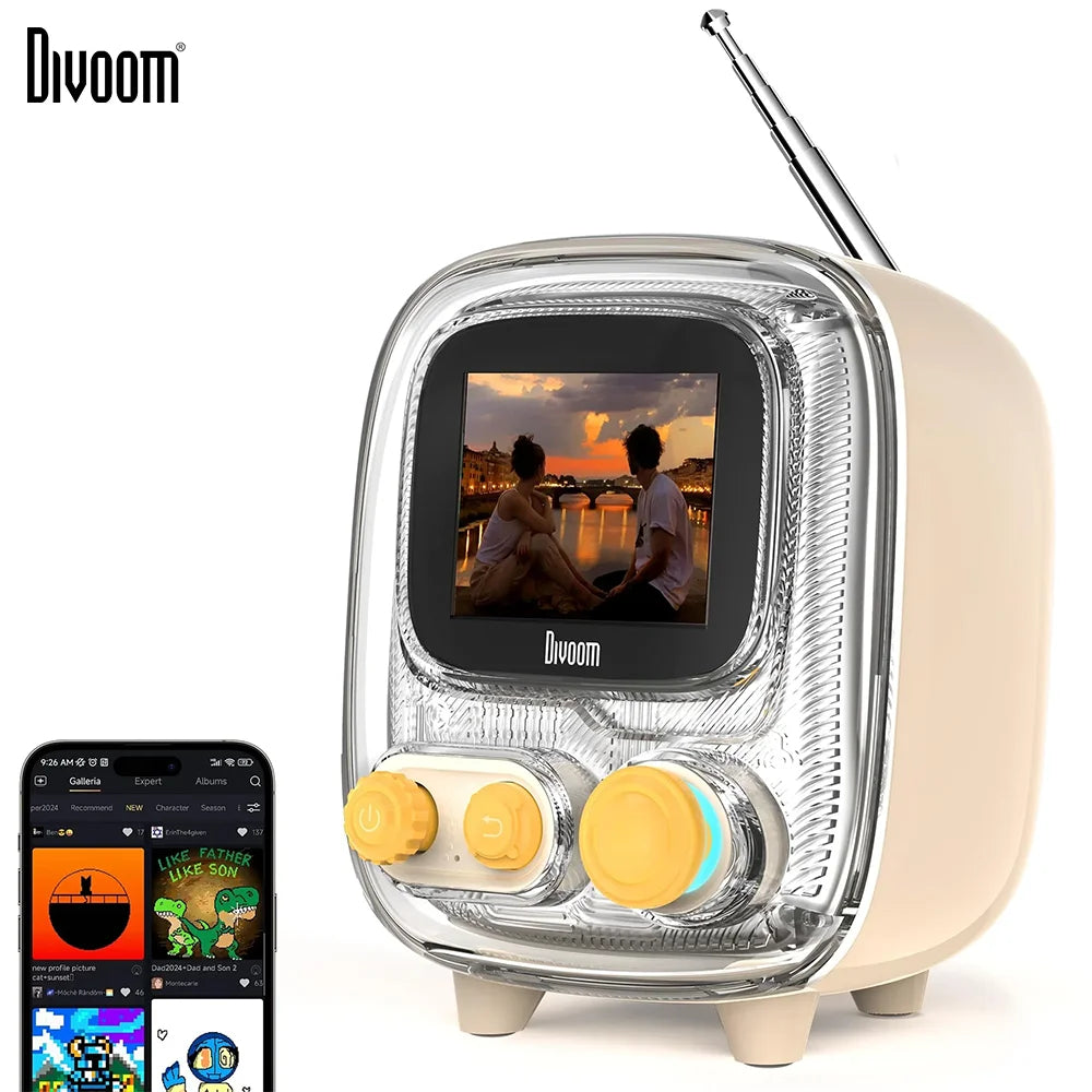 T-Tiivoo-2 Mini Small Tv Portable Radio FM with Adjustable Antenna Vintage Wireless 5.0 Bluetooth Speaker Cute Gift