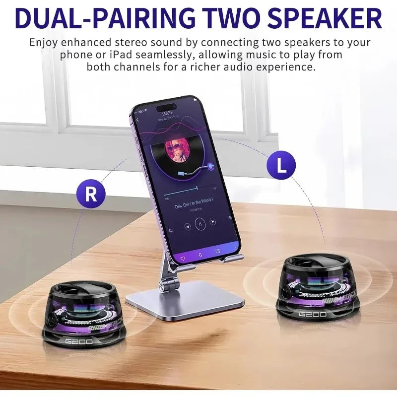 Ultra Portable G200 Speaker Magnetic Clip BT5.3 Mini RGB Sound Box 20H Playtime Office Car Travel Essential Voice Assistant
