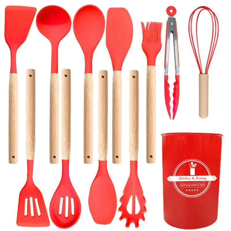 NEW12 Pcs/ Silicone Kitchen Utensils Set Combination Non-Stick Heat-Resistant Cookware Kitchen Kit Tools Kitchenware