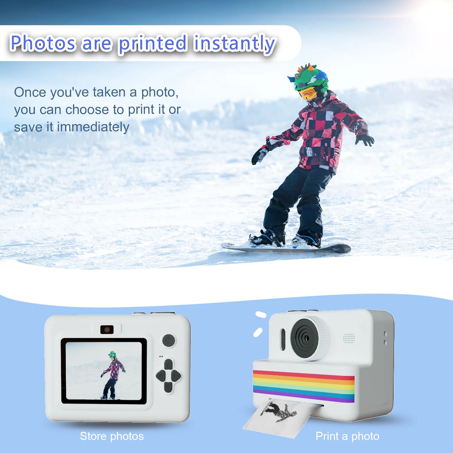 Instant Print Camera for Photography Mini Printer Portable Thermal Digital Children Photo Kids Camera 2.8Inch HD Video Toy Gifts