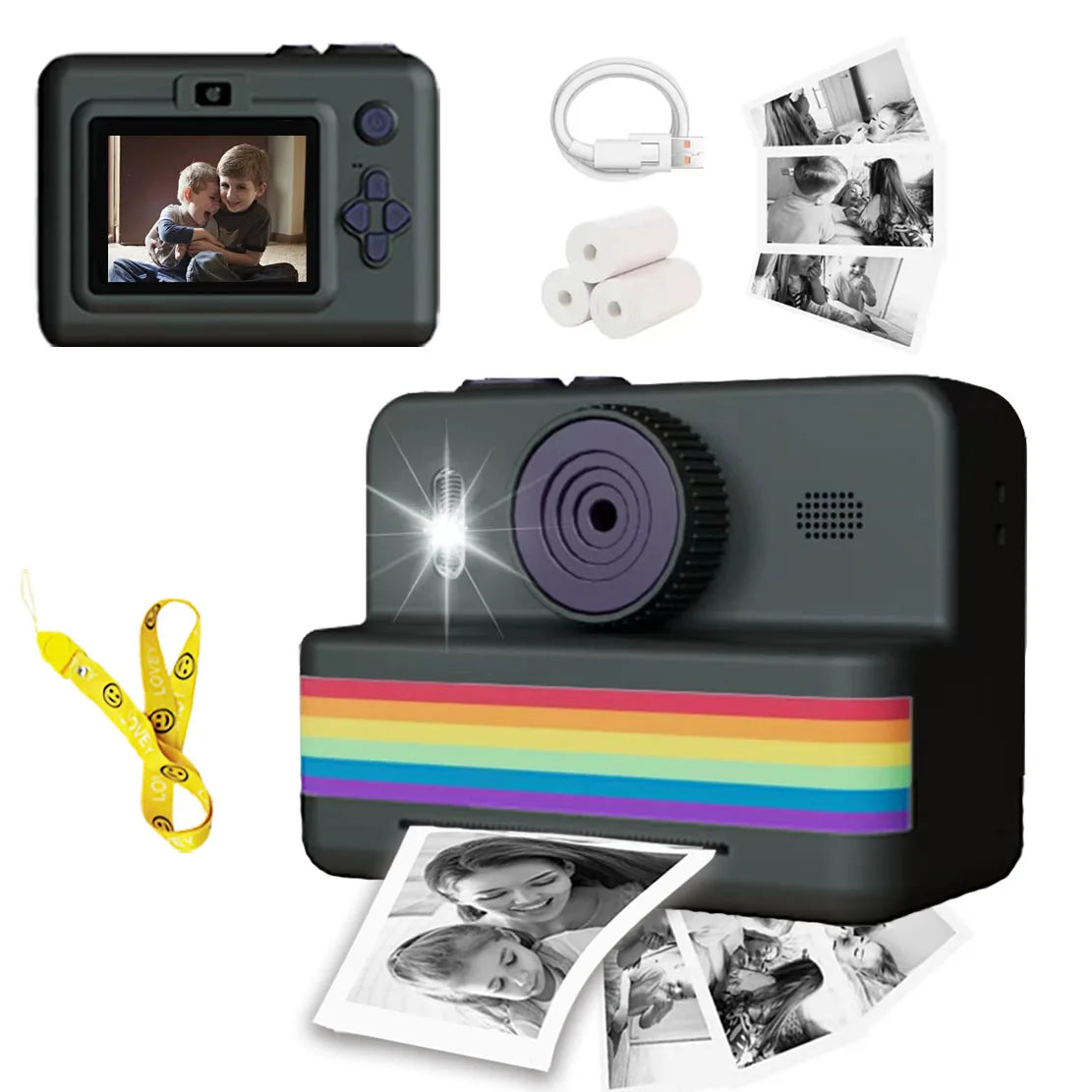 Instant Print Camera for Photography Mini Printer Portable Thermal Digital Children Photo Kids Camera 2.8Inch HD Video Toy Gifts