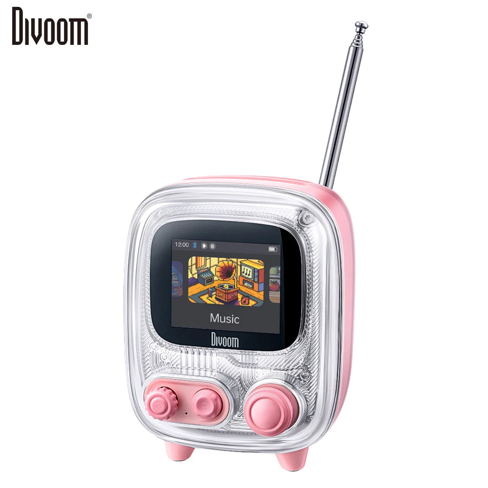 T-Tiivoo-2 Mini Small Tv Portable Radio FM with Adjustable Antenna Vintage Wireless 5.0 Bluetooth Speaker Cute Gift