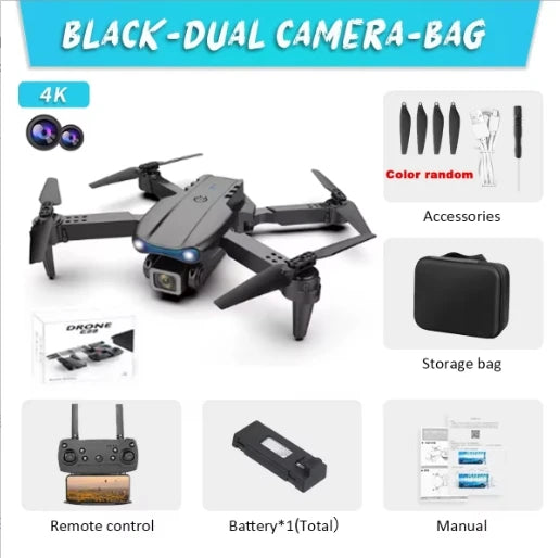 4K E88Pro Drone with 1080P Dual HD Camera, Foldable, Wifi FPV, RC Helicopter for Aerial Photography and Gifting