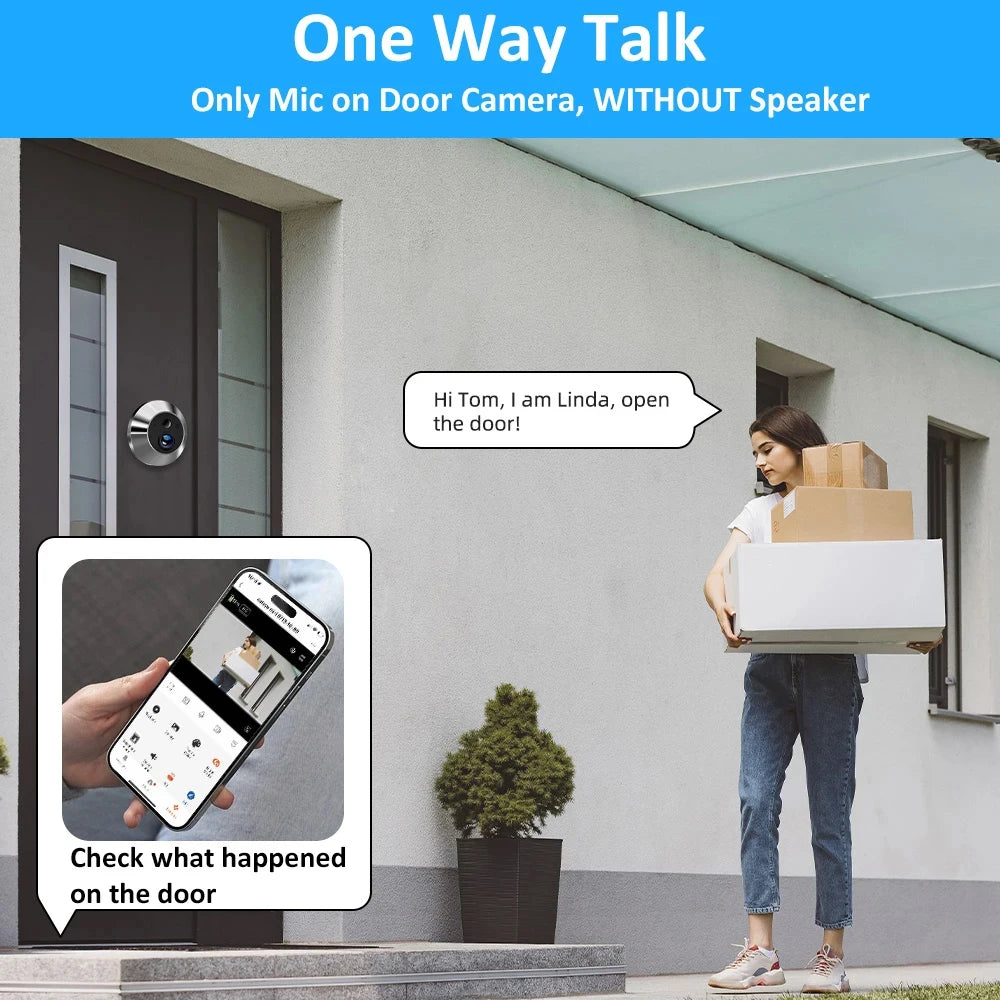 Tuya Smart 3MP 140° Wide View Angle Mini Digital Peephole Eye Viewer Wifi IR PIR Detection Doorbell Door Camera Alexa Google