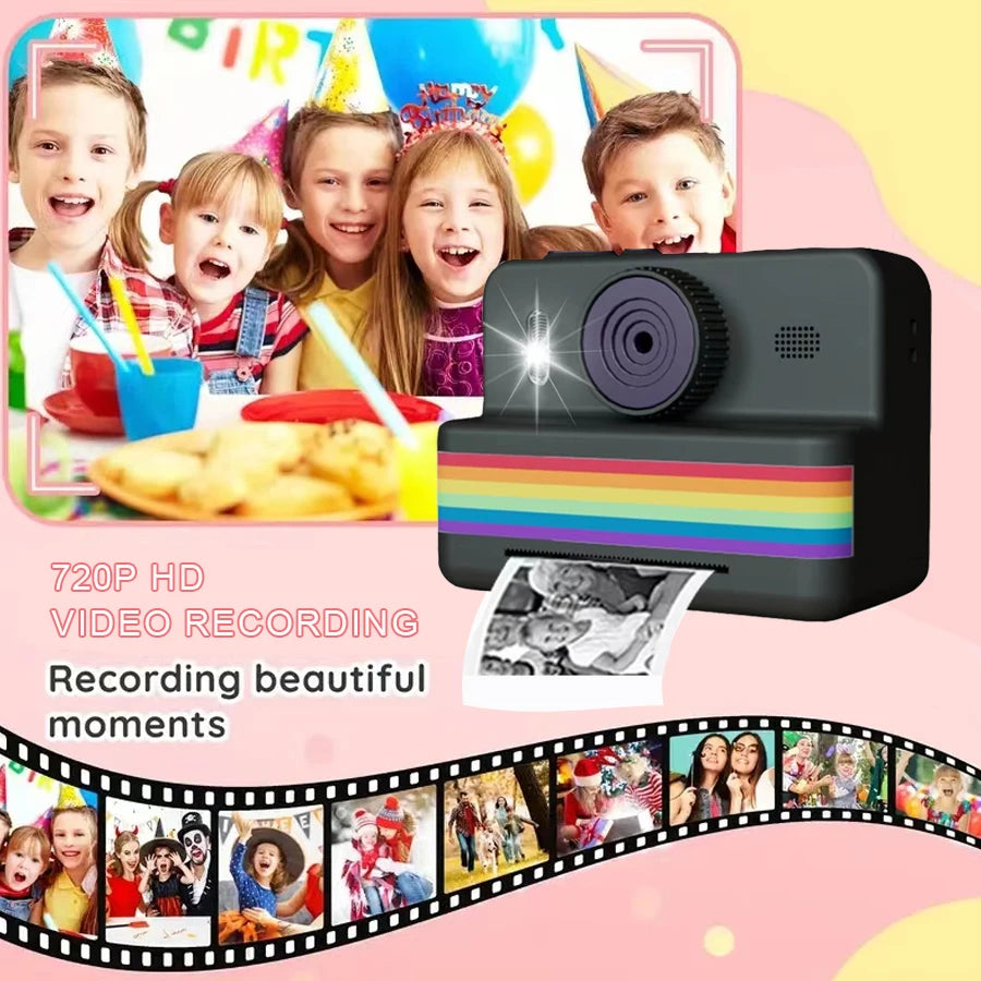 Instant Print Camera for Photography Mini Printer Portable Thermal Digital Children Photo Kids Camera 2.8Inch HD Video Toy Gifts