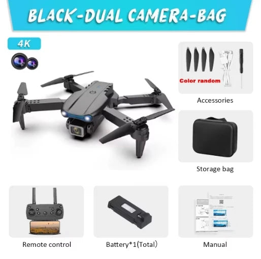 4K E88Pro Drone with 1080P Dual HD Camera, Foldable, Wifi FPV, RC Helicopter for Aerial Photography and Gifting