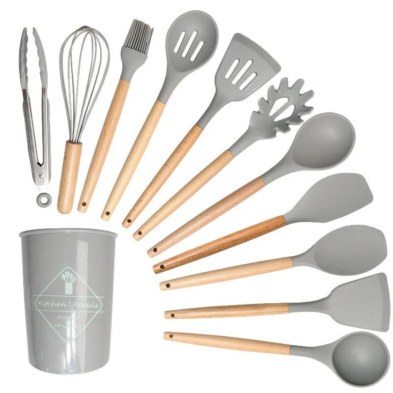NEW12 Pcs/ Silicone Kitchen Utensils Set Combination Non-Stick Heat-Resistant Cookware Kitchen Kit Tools Kitchenware