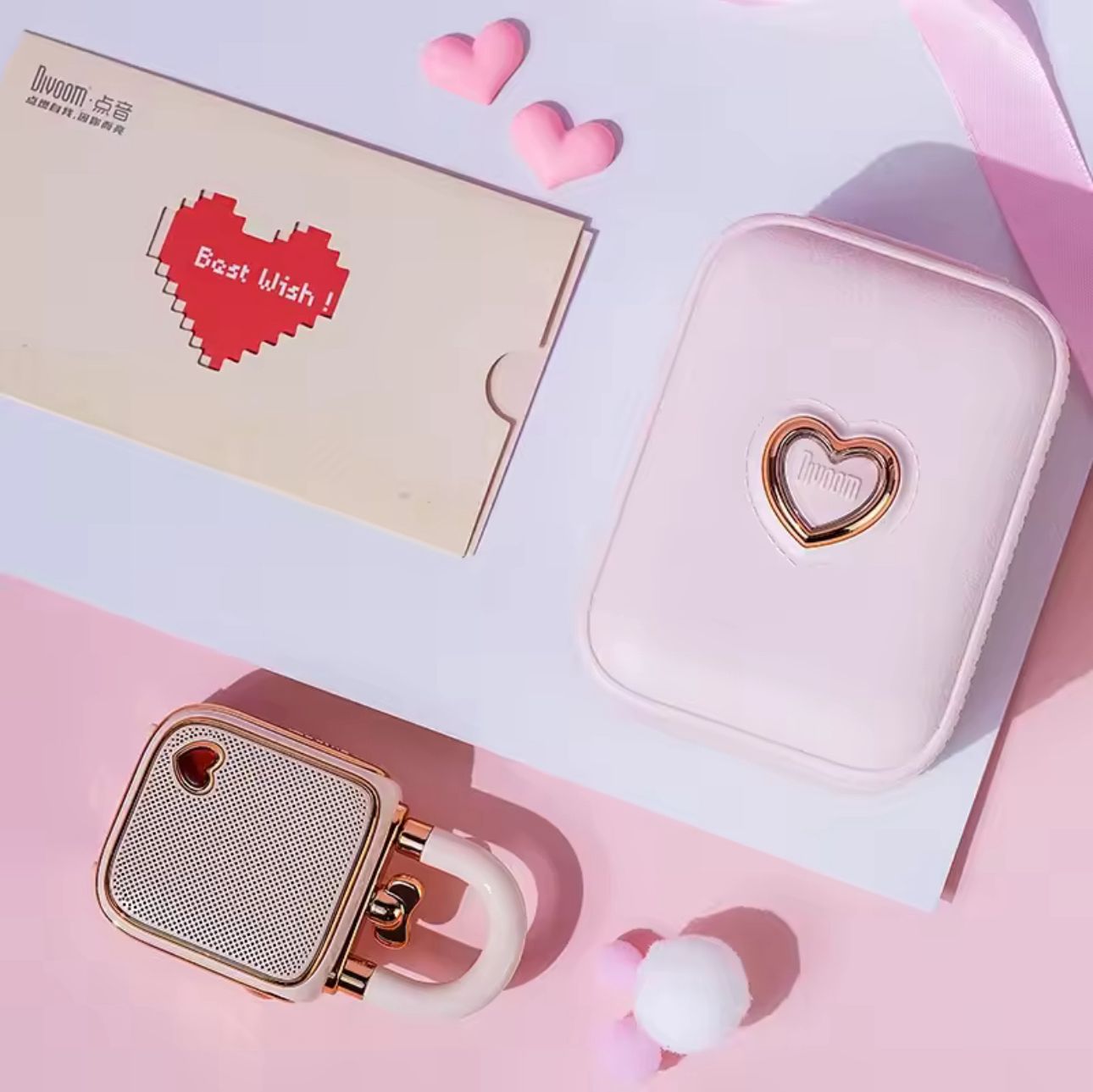 Lovelock Portable Bluetooth Speaker, Mini Cute Retro Stylish Design, 5W Sound Box, Ideal Gift for Girl Pink 2024 New