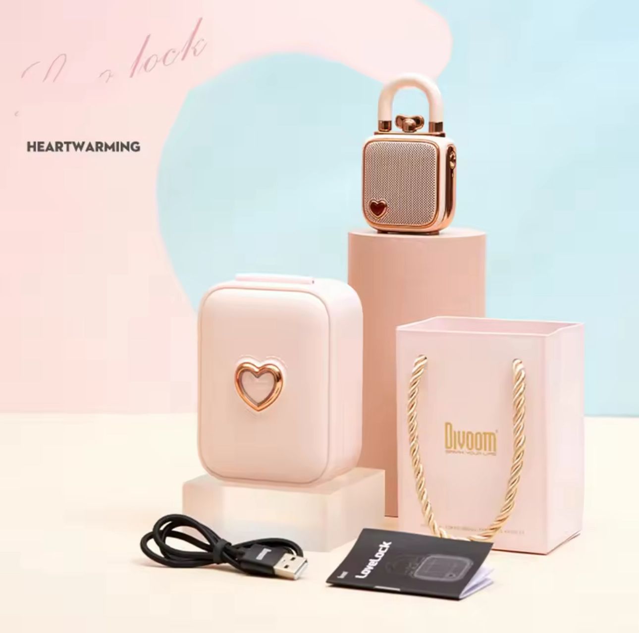Lovelock Portable Bluetooth Speaker, Mini Cute Retro Stylish Design, 5W Sound Box, Ideal Gift for Girl Pink 2024 New