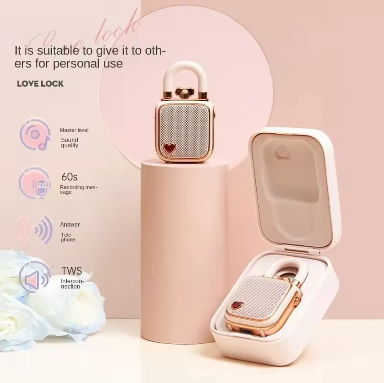 Lovelock Portable Bluetooth Speaker, Mini Cute Retro Stylish Design, 5W Sound Box, Ideal Gift for Girl Pink 2024 New
