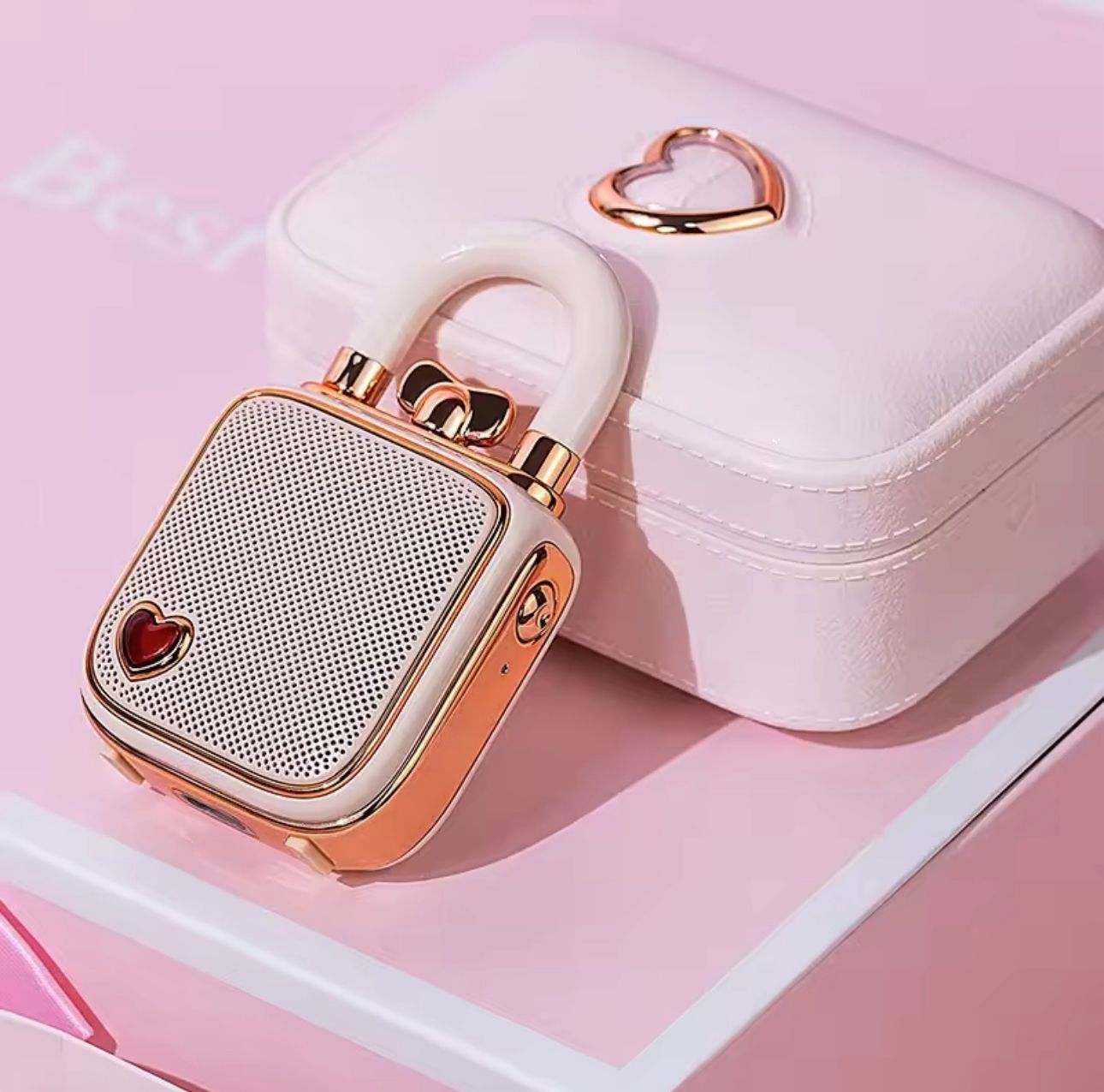 Lovelock Portable Bluetooth Speaker, Mini Cute Retro Stylish Design, 5W Sound Box, Ideal Gift for Girl Pink 2024 New