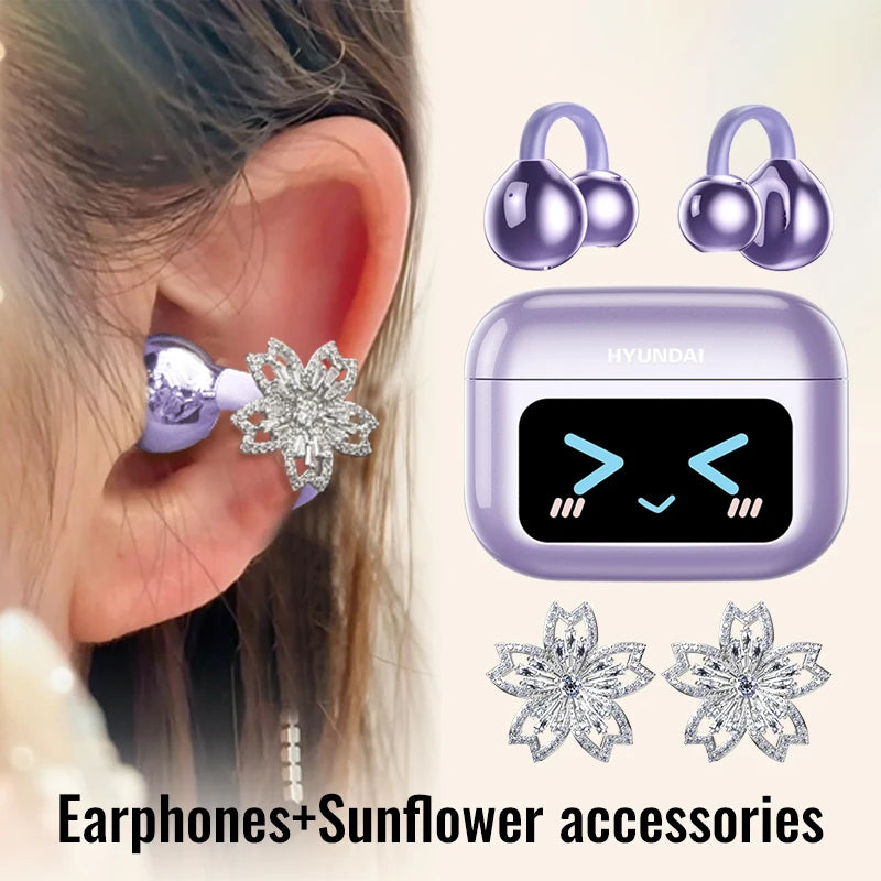 Choice M100 ENC Ear Clip LED Digital Display Earphones Wireless Bluetooth Headphones Noise Cancelling Touch Control