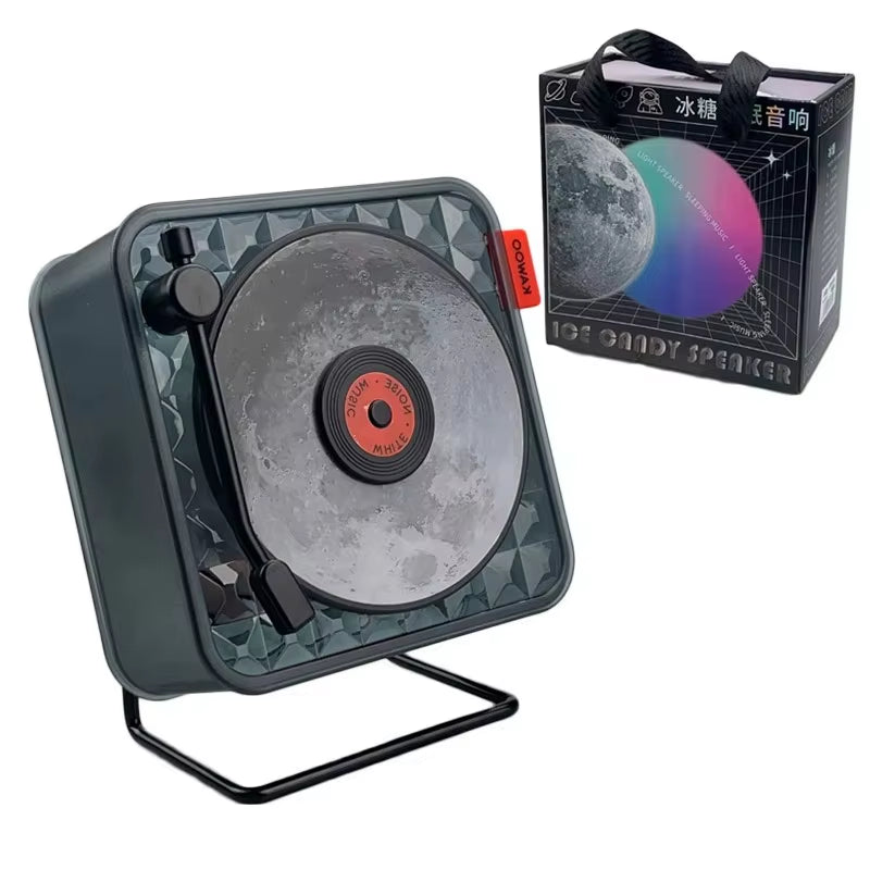 Retro Vinyl Record Player Design Bluetooth Speaker Wireless White Noise Music Box Soundbar RGB Atmosphere Light Music Player