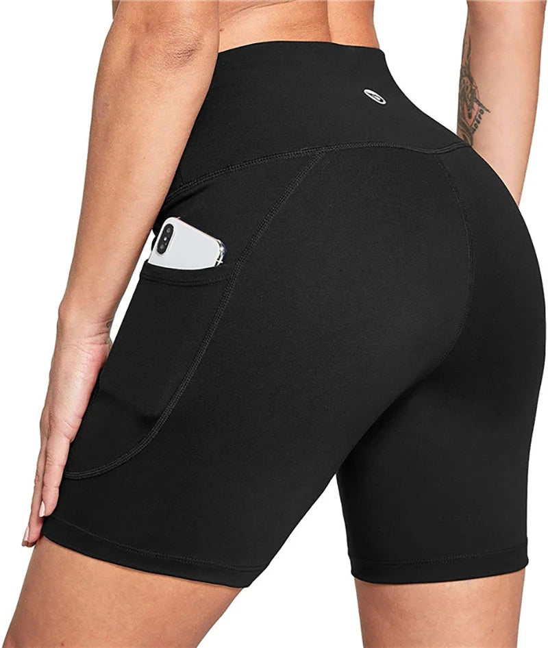 Knee Length High Waist Yoga Shorts for Women 2025 Gym Shorts Athletic Fitness Sport Jogging Trouser Gym Running Cycling Short
