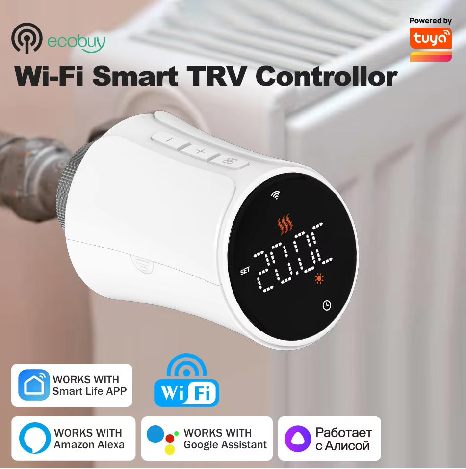 Tuya Wifi /Zigbee Thermostat Radiator Valve TRV Thermostatic Valve Wifi Thermostat Temperature Controller Alexa Google Home