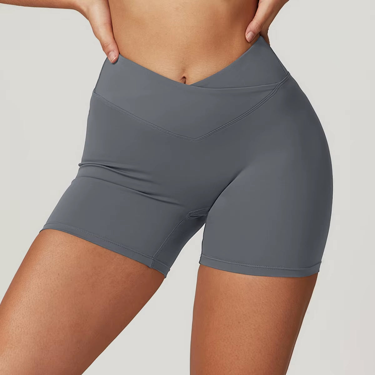 Gym Shorts Solid Women Yoga Shorts Crossover Fitness Short Leggings High Waist Running Short Pants Stretch Workout Short Clothes