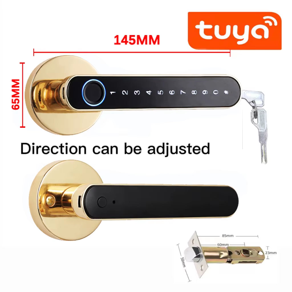 Smart Door Handle Fingerprint Password Digital Lock Tuya App Keyless Entry for Doors Smart Electronic Lock