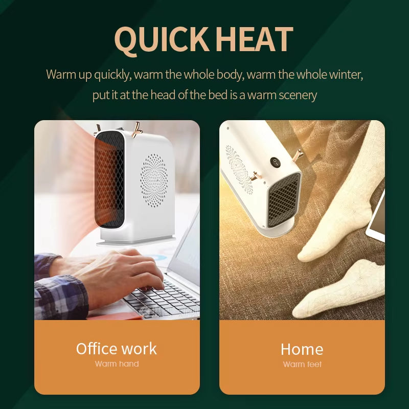 Mini Electric Heater Portable Desktop Low Consumption Warm Heating Fans for Home Office Hand Foot Warmer Heater for Winter 500W