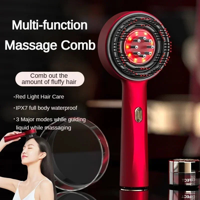 Elektrische Mikrolaufmassage Kamm Tragbare Haarfollikel Kamm Kopfhautöl Applikator Kopfmassagebaste Haarwachstum anti -Verlustpf