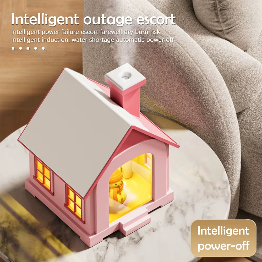 Cartoon House Aroma Essential Oil Diffuser 7-Colours Ambient Night Lights USB Lovely Home Air Humidifier for Children Home Gifts