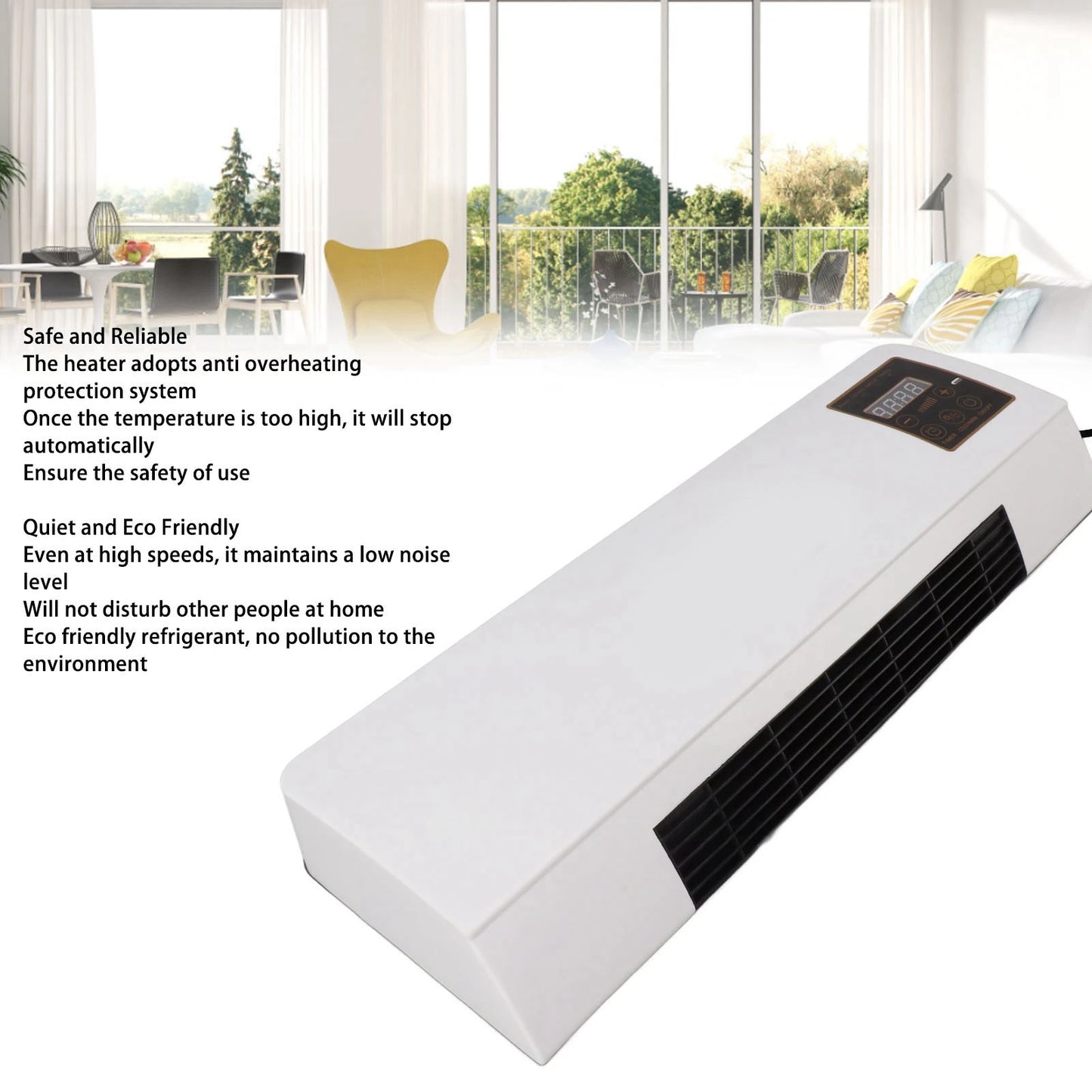 Wall Mounted Heating Machine Dual Use Highly Efficient Wide Angles Mobile Small Air Heater US Plug 110V