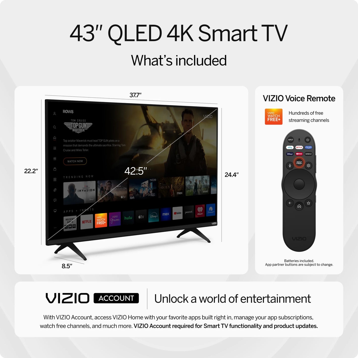 43" Class Quantum 4K QLED HDR Smart TV (NEW) VQD43M-0801