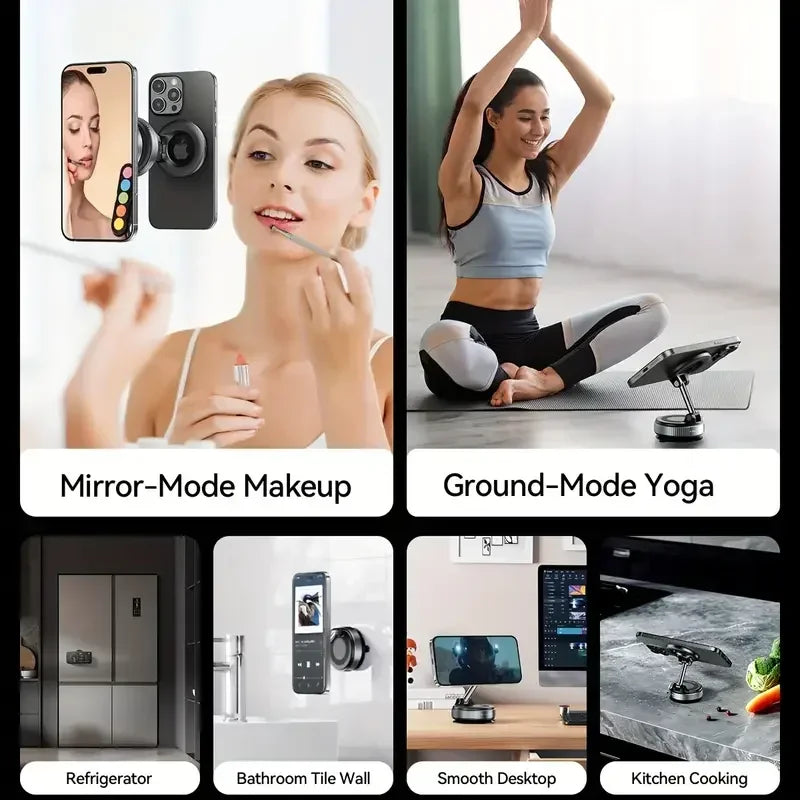 Vacuum Magnetic Phone Holder, Magsafe Suction Cup Phone Holder, 360 ° Adjustable Magnetic Phone Holder, Pocket Sized Foldable