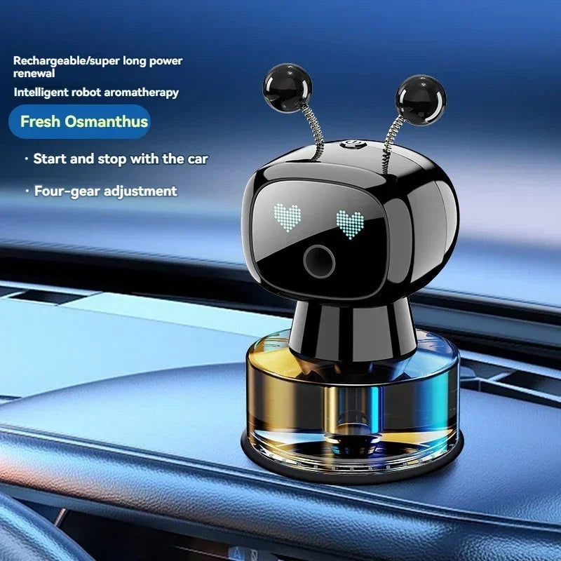 Smart Car Air Freshener AI Rechargeable Car Aroma Diffuser Smart Eyes 4 Levels of Adjustable Intelligent Car Diffuser Gift