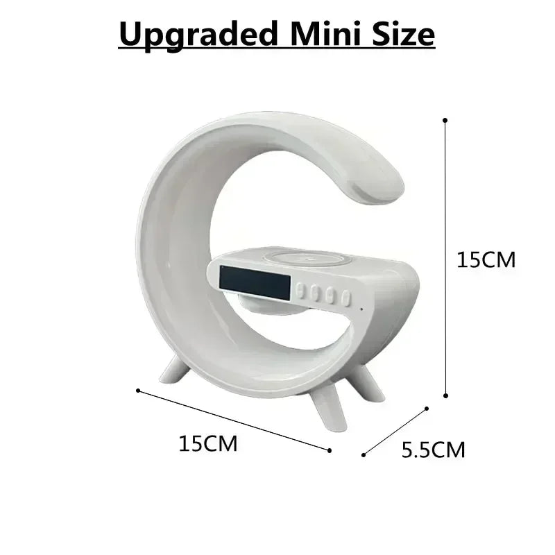 15W Wireless Rechargeable RGB LED Desk Lamp with Smart Wake Speaker for Bedroom Bedside Game Room Night Light