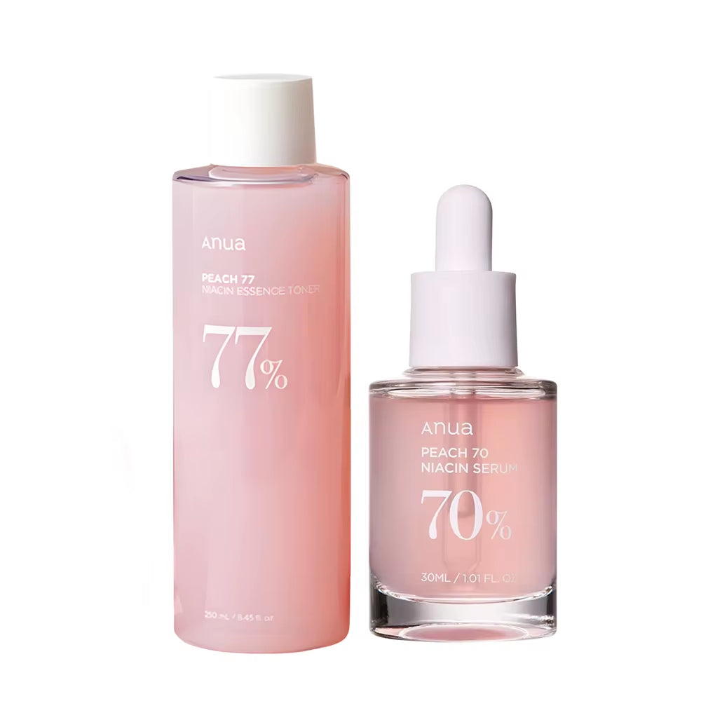 Anua Peach 77 Niacinamide Toner + 70 Serum Set, 7% Brightening & Oil Control, for Sensitive Skin,Korean Skincare