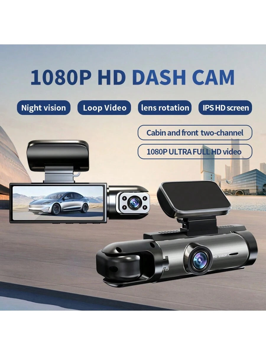 1080P Dual Camera Dash Cam for Cars with IR Night Vision, Loop Recording, and Wide Angle Lens - 3.16 Inch IPS Screen, Wide Angle Car DVR Camera Dual Lens Car Dashboard Video Cam