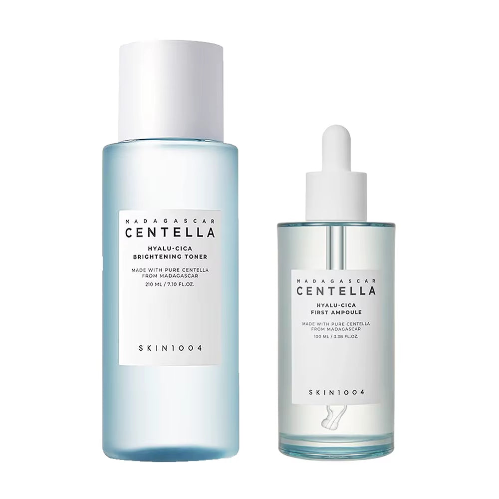 Skin1004 Korean Skincare Hyalu-Cica Duo Set - 90% Centella & 3 Ceramides Serum+Essence Toner for Sensitive Skin