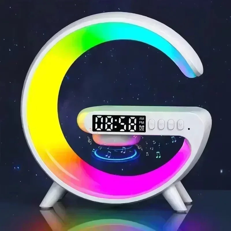 15W Wireless Rechargeable RGB LED Desk Lamp with Smart Wake Speaker for Bedroom Bedside Game Room Night Light