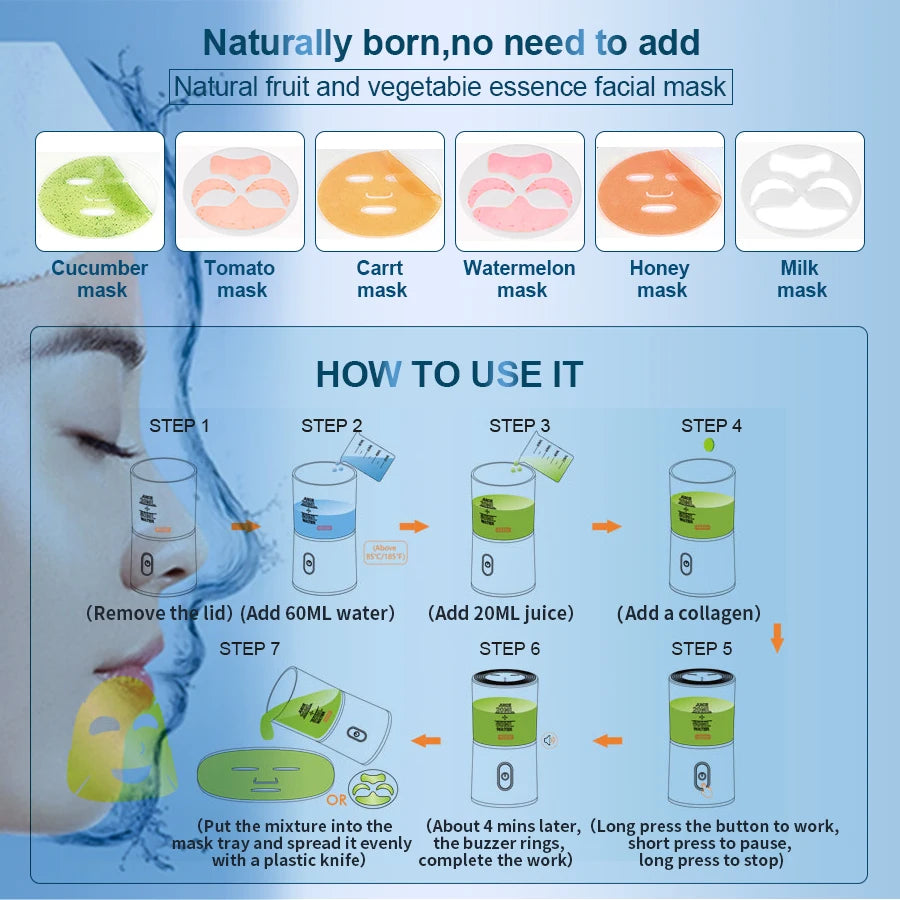 Face Mask Maker Machine Facial Treatment DIY Automatic Fruit Natural Vegetable Collagen Home Use Beauty Salon SPA Beauty Device