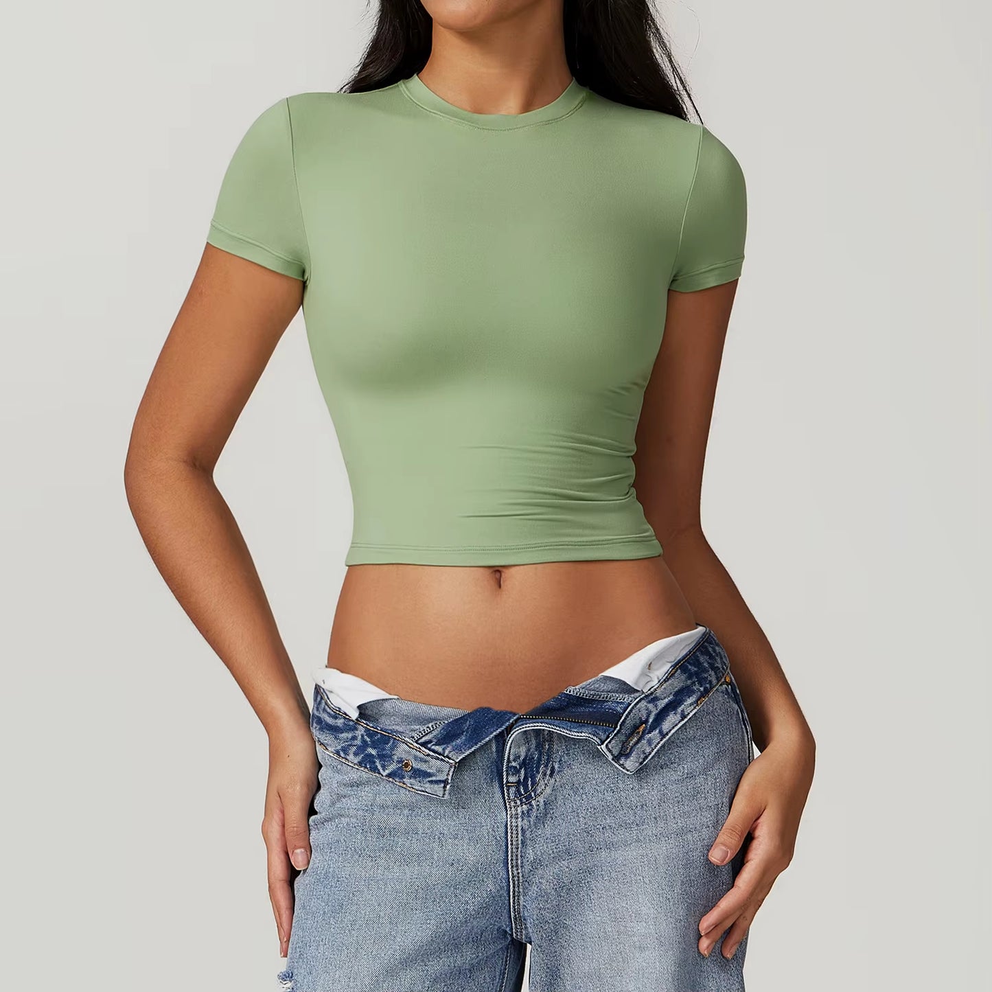 Women Yoga T-Shirt Sports Gym Cropped Tops Gym Training Shirt Fitness Short Sleeve Yoga Running Workout Tracksuit Short Sleeved