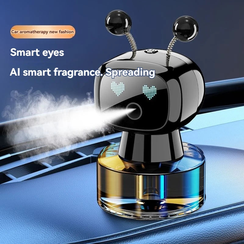 Smart Car Air Freshener AI Rechargeable Car Aroma Diffuser Smart Eyes 4 Levels of Adjustable Intelligent Car Diffuser Gift