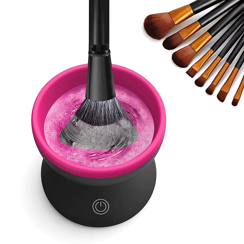 Makeup Brush Cleaner, Beauty Tool Powder Puff Beauty Egg Deep Cleaning Box, Automatic Quick Drying Brush Scrubber