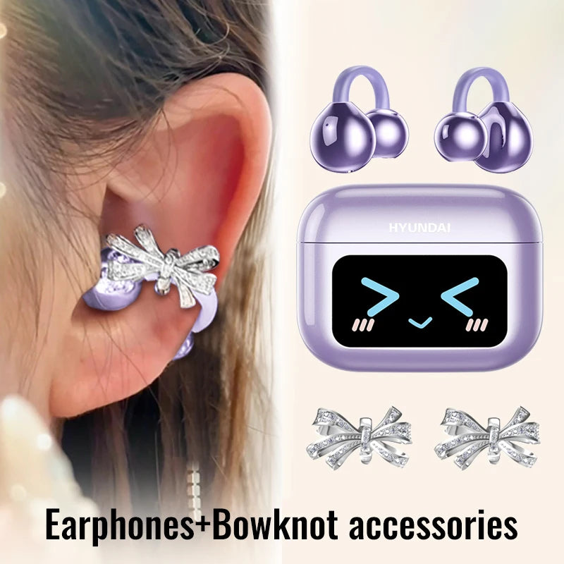 Choice M100 ENC Ear Clip LED Digital Display Earphones Wireless Bluetooth Headphones Noise Cancelling Touch Control