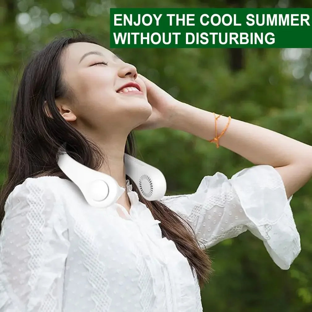 Portable Neck Fan 4000W Rechargeable USB Leafless Air Conditioner Bladeless Fans Hanging Neck Cooler for Outdoor
