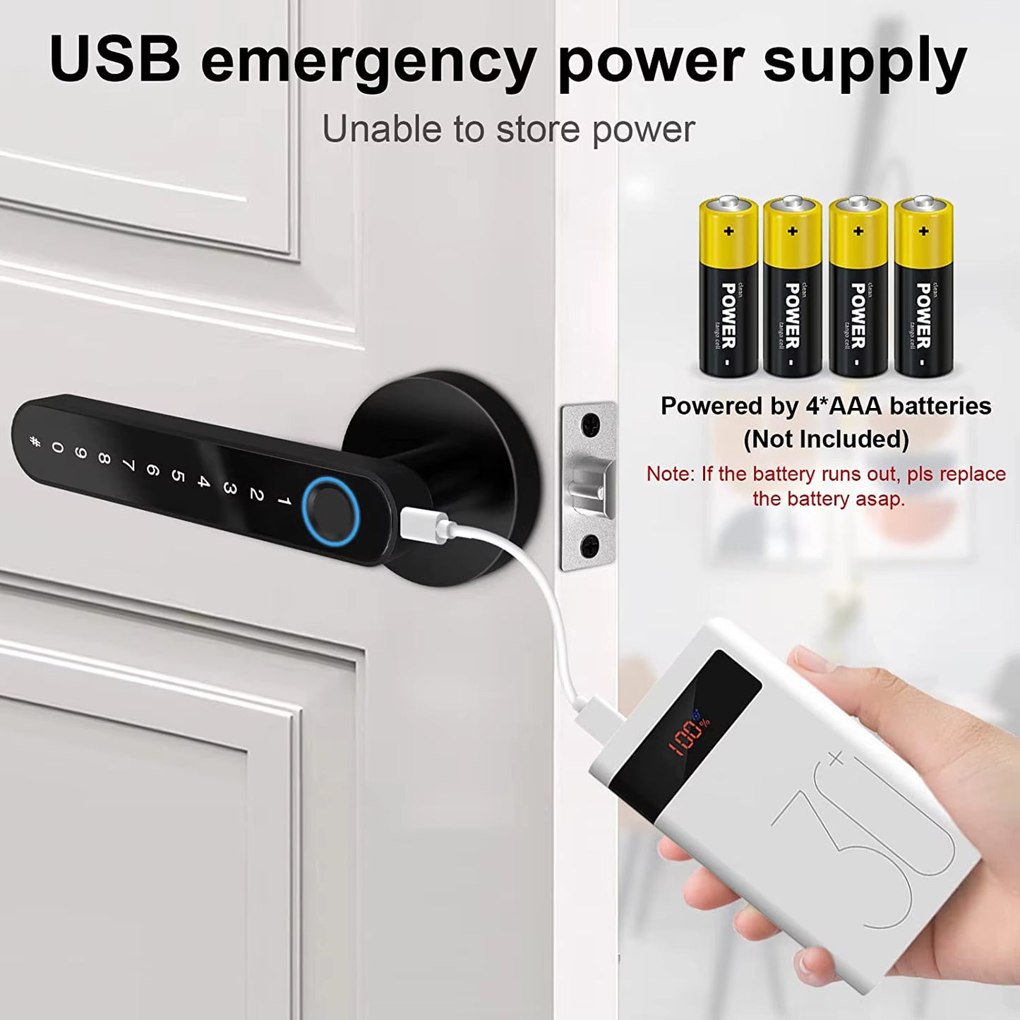 Smart Door Handle Fingerprint Password Digital Lock Tuya App Keyless Entry for Doors Smart Electronic Lock