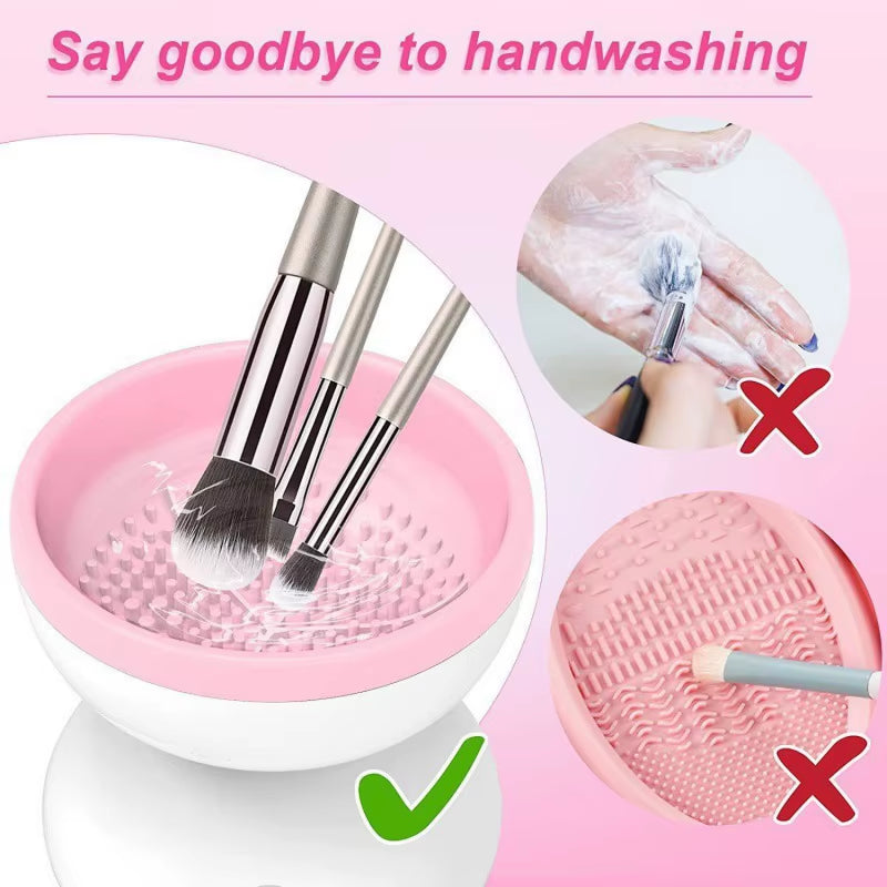 Makeup Brush Cleaner, Beauty Tool Powder Puff Beauty Egg Deep Cleaning Box, Automatic Quick Drying Brush Scrubber