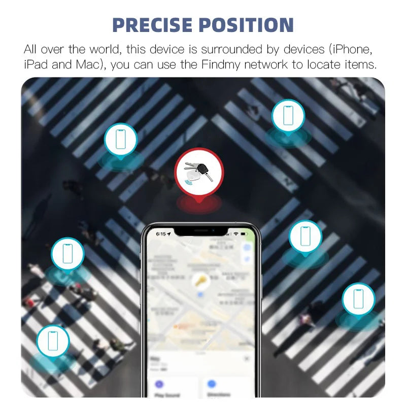 Smart Tracker Bluetooth Mini Tracker Locator Anti-Lost Alarm for Key Wallet Suitcase Luggage Finder Works with Apple Find My APP