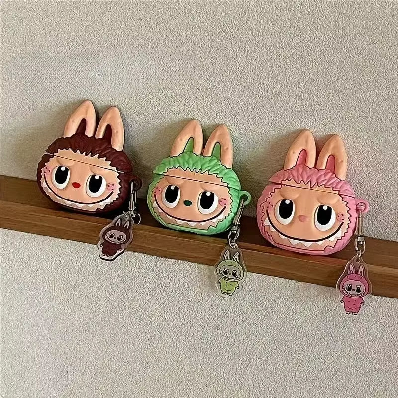 For Apple Airpods 1 2 3 4 Pro 2 Case 3D Labubu Cute Cartoon Silicone Earphone Protective Case Headphone Box with Pendant Cover