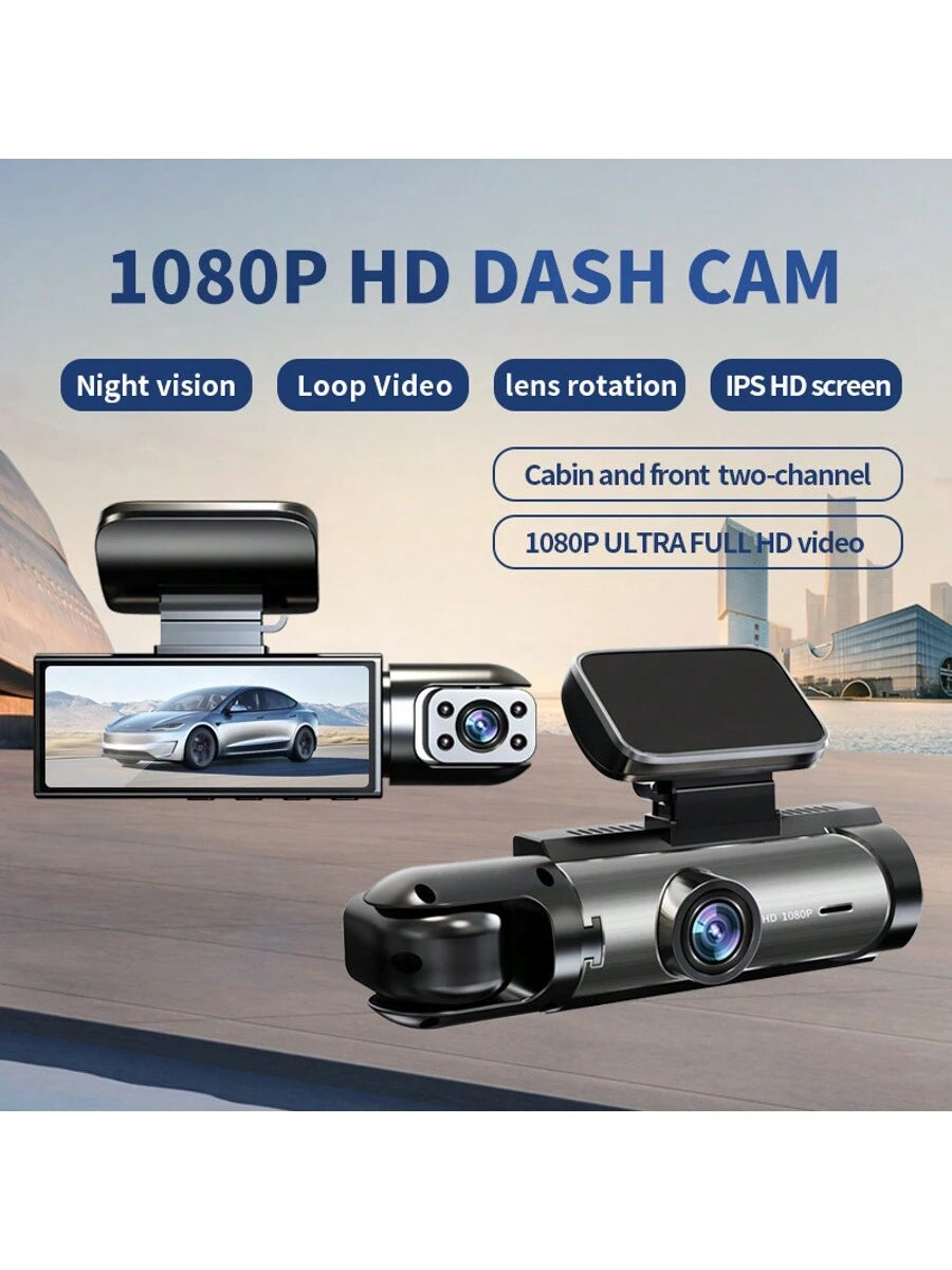 1080P Dual Camera Dash Cam for Cars with IR Night Vision, Loop Recording, and Wide Angle Lens - 3.16 Inch IPS Screen, Wide Angle Car DVR Camera Dual Lens Car Dashboard Video Cam