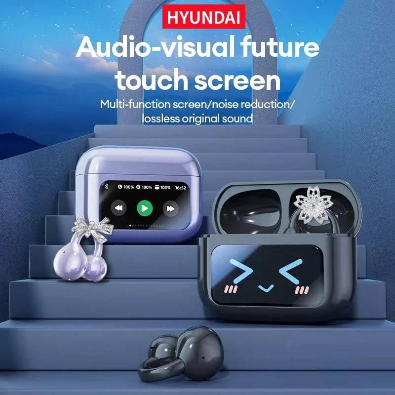 Choice M100 ENC Ear Clip LED Digital Display Earphones Wireless Bluetooth Headphones Noise Cancelling Touch Control